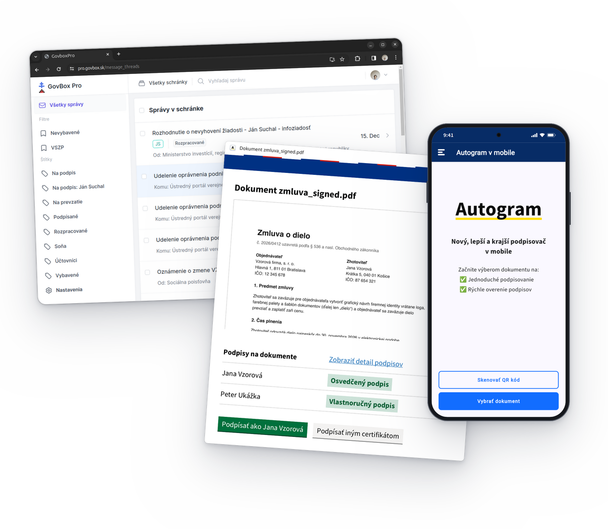 GovBox PRO, Autogram s podpísaným dokumentom a Autogram v mobile